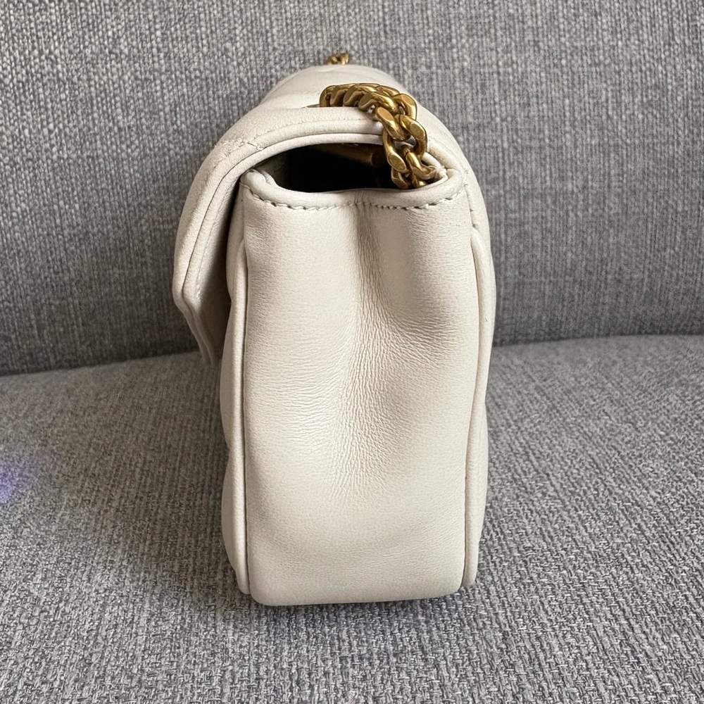 Saint Laurent Cream Quilted Leather Envelope Crossbody with Gold YSL - Picture 5 of 10